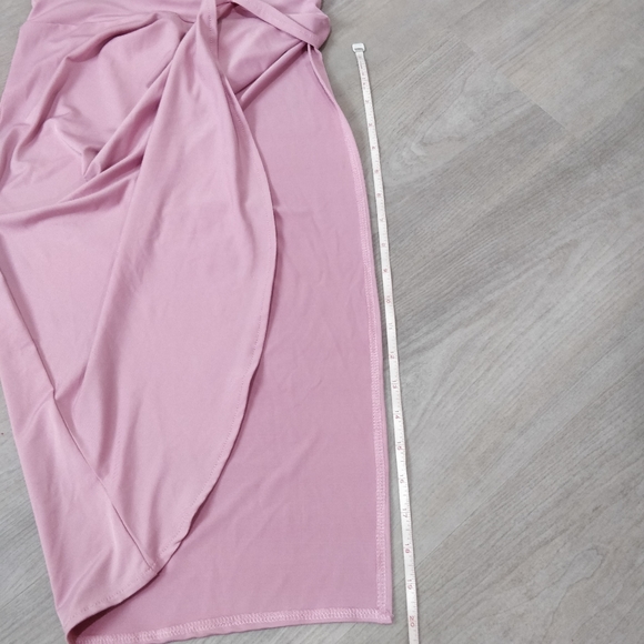 NWOT high slit faux wrap midi halter dress - Picture 5 of 12